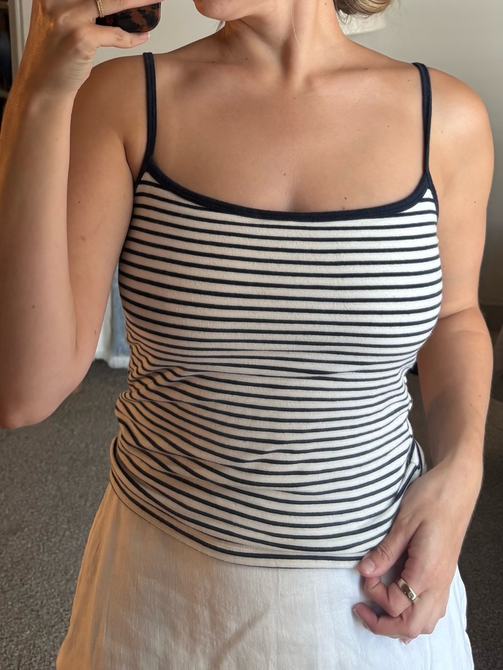 Abercrombie & Fitch Blue and White Striped Spaghetti Strap Camisole